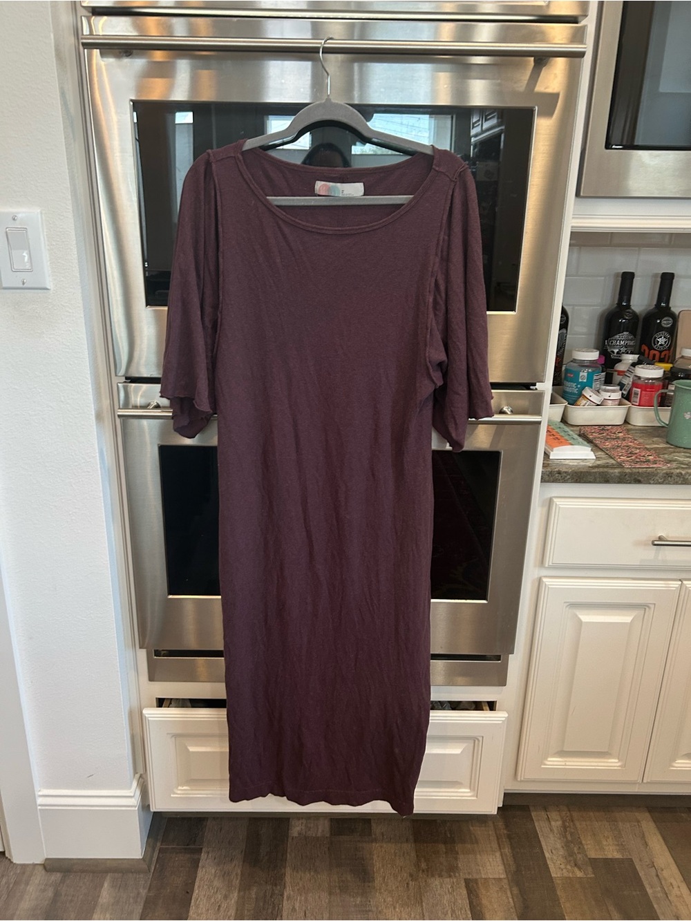 FP Beach Skylar maxi Dress with Flutter Sleeves size M slight wear small hole